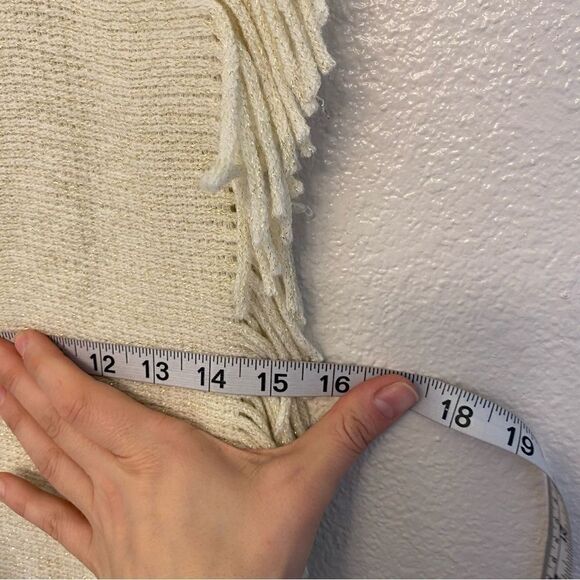 Steve Madden Fringed Infinity Scarf Metallic knit ivory EUC - Picture 3 of 12